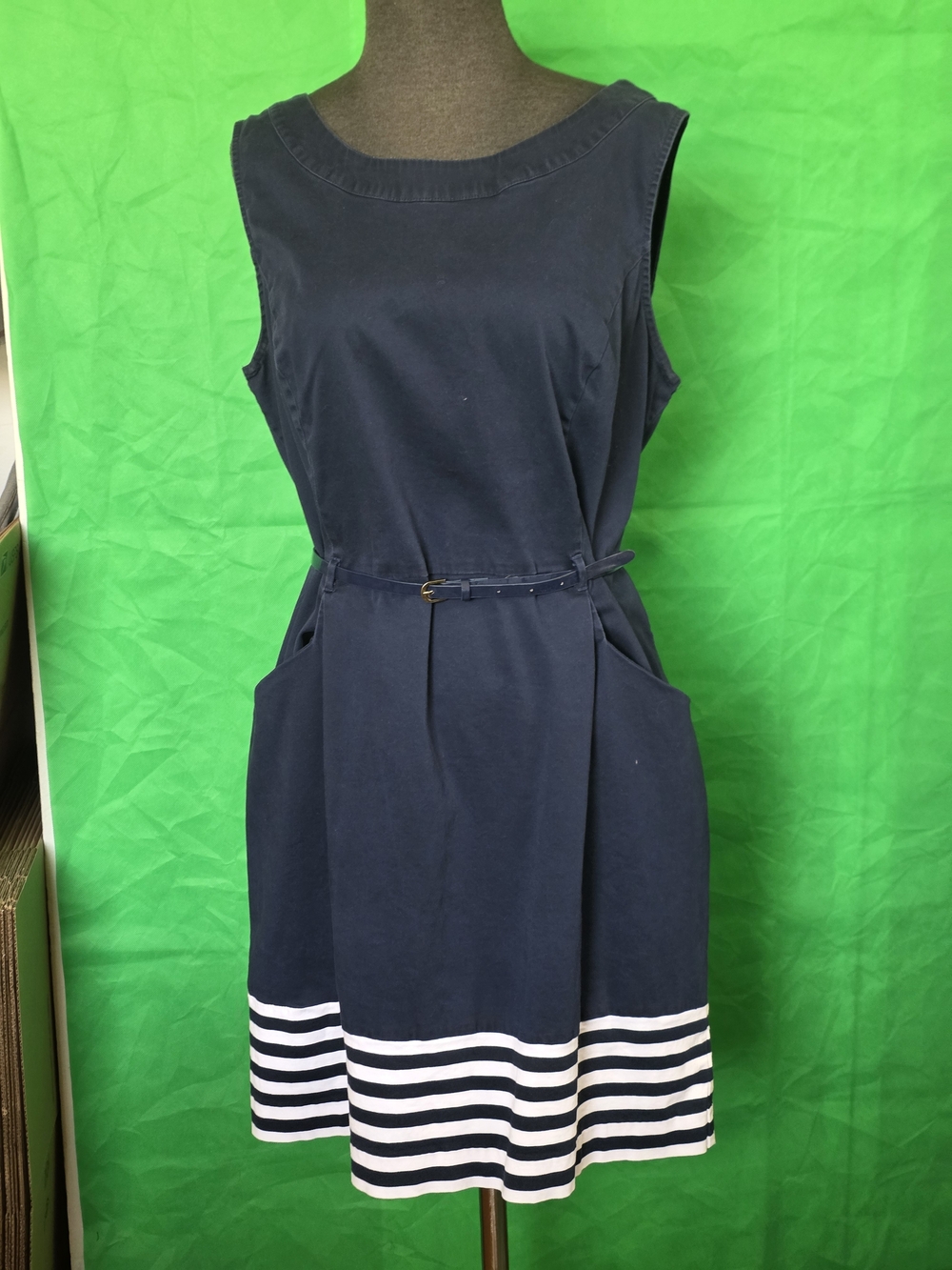 Tommy Hilfiger Cotton Navy Sleeveless Fit & Flare Dress Size 16 Coastal Preppy